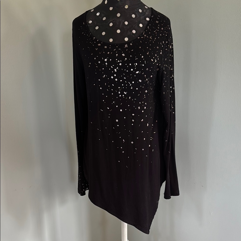 Black Long Sleeve Top with Silver Accents